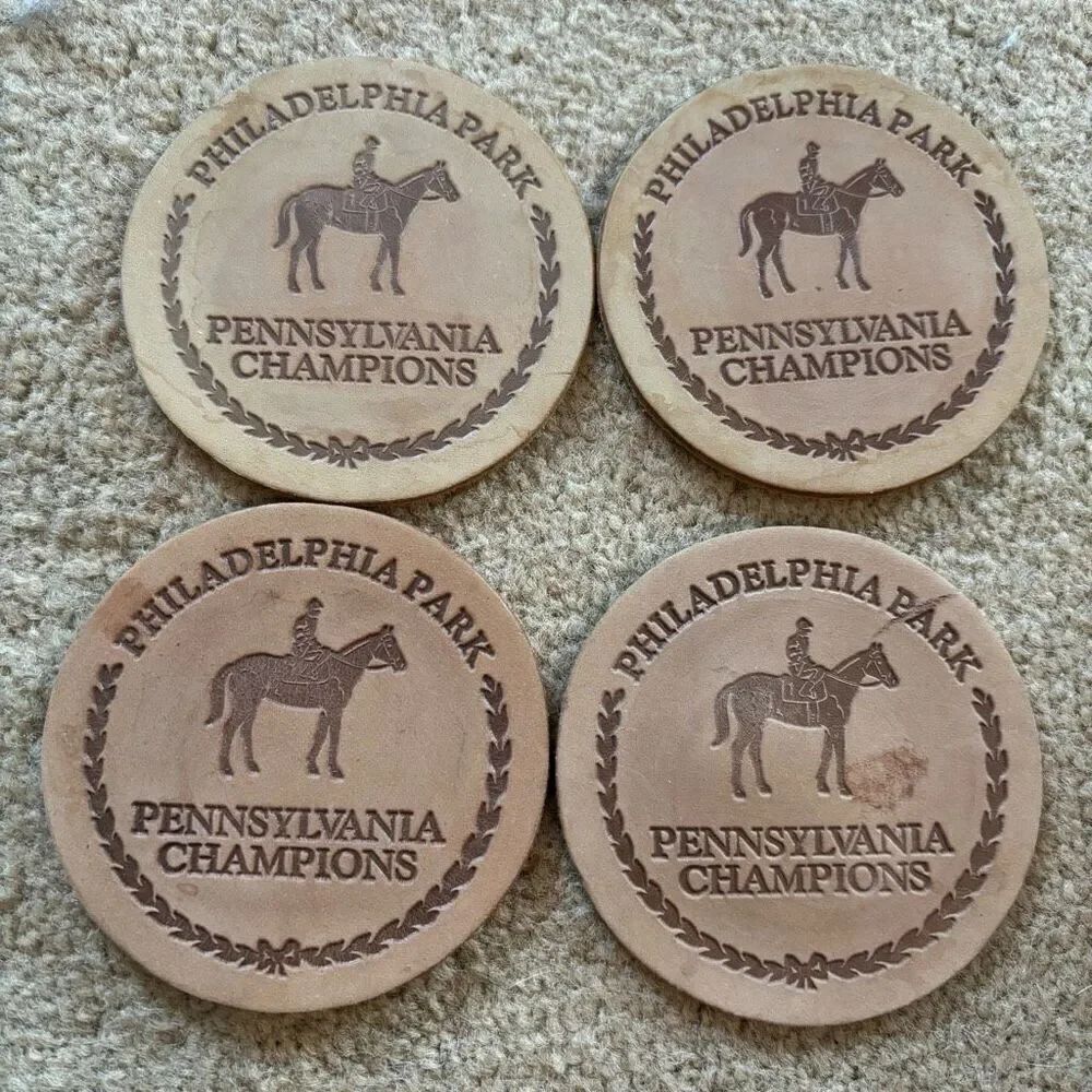 Philadelphia Park Pennsylvania Champions Leather Horse Racing Coasters